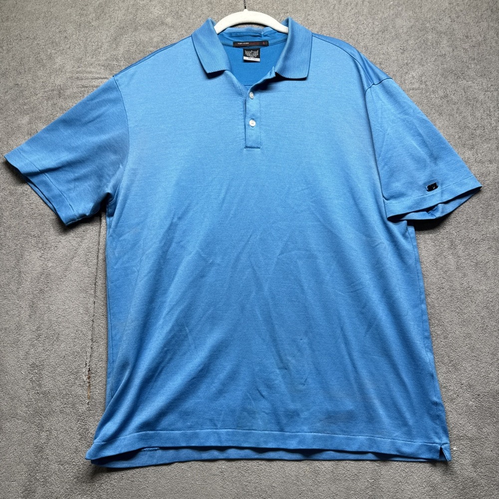 Nike Tiger Woods Polo Shirt Men's Large Blue Dri-FIT‎ Performance Golf TW Logo